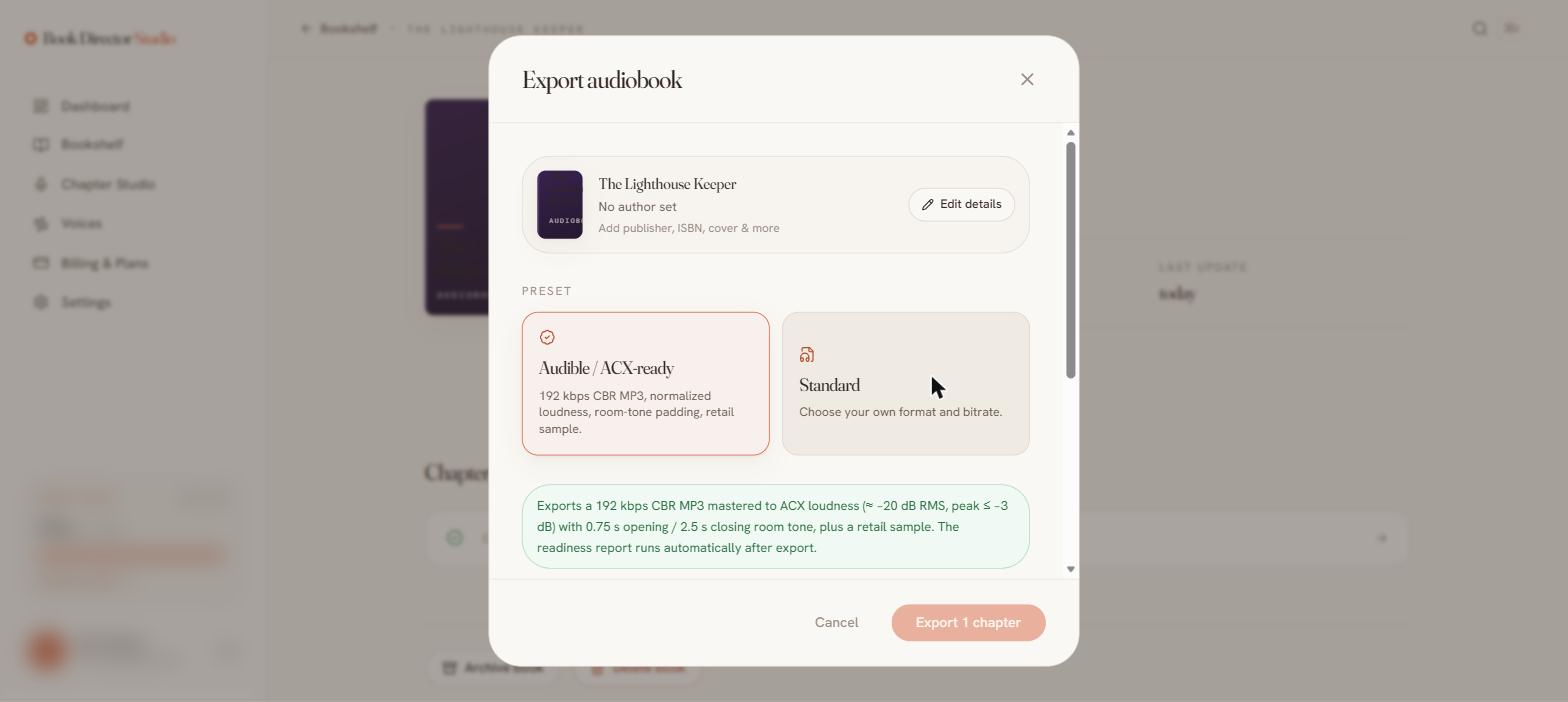 Export dialog